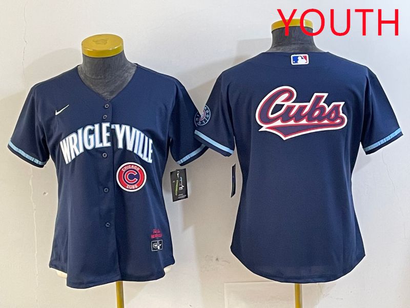 Youth Chicago Cubs Blank Blue City Edition Game 2025 Nike MLB Jersey style 3->youth mlb jersey->Youth Jersey